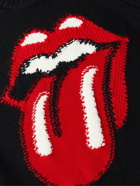 Alanui - The Rolling Stones Start Me Up Frayed Intarsia Virgin Wool Sweater - Black