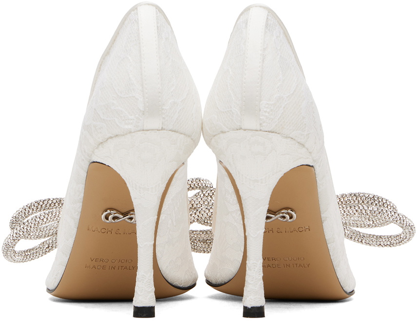 【関税込み】MACH & MACH ホワイト レース Double Bow 95 ヒール MACH & MACH White Double Bow Lace 95 Heels MACH & MACH