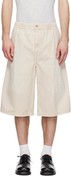 Solid Homme Beige Faded Denim Shorts
