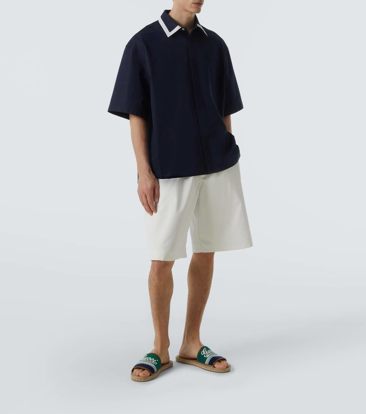Gucci Logo leather-trimmed espadrilles slides
