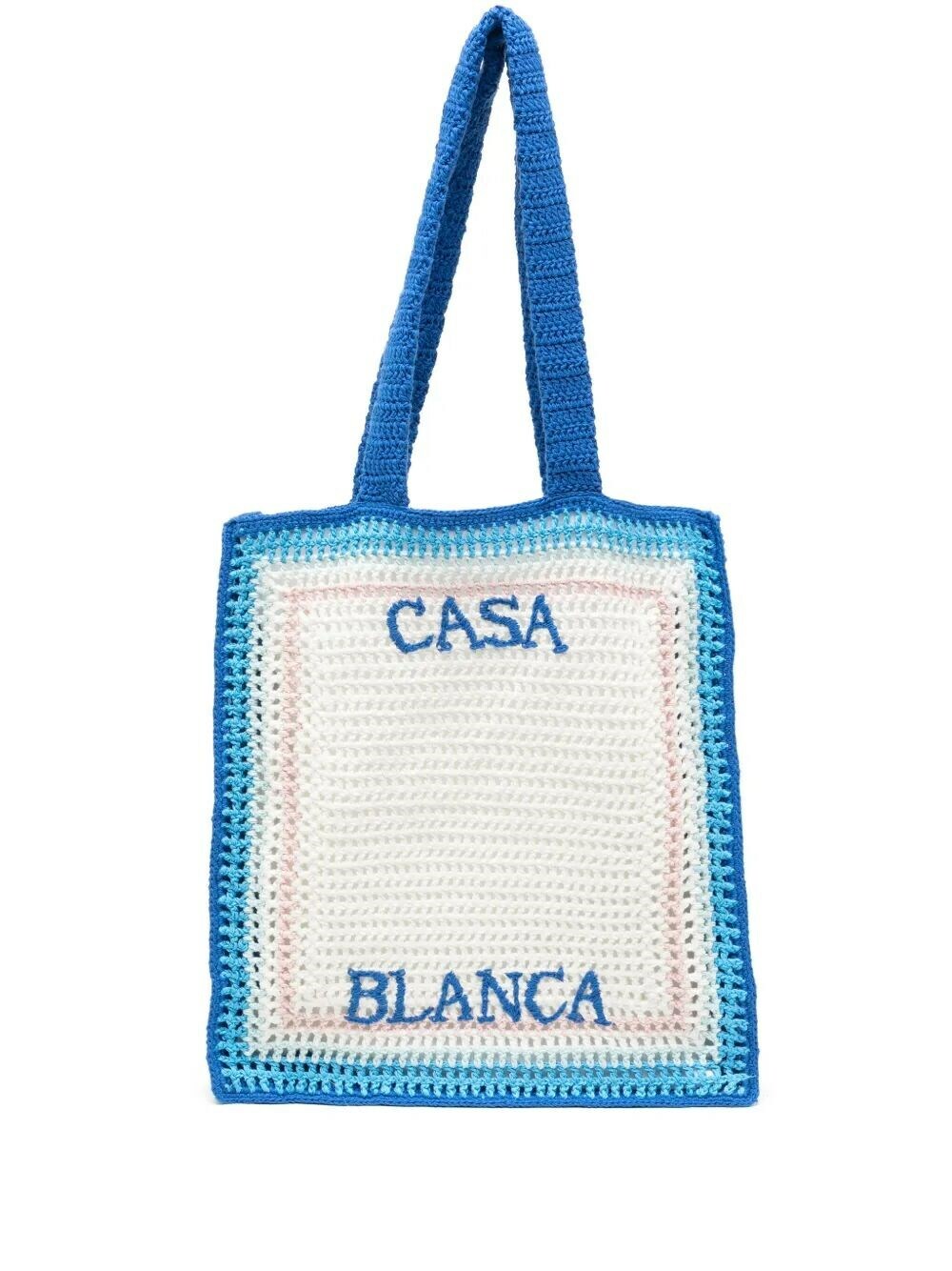 Casablanca Crochet Shopping Bag in Blue