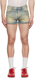 Maison Margiela Blue Raw Edge Denim Shorts