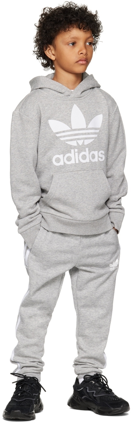 adidas Kids Kids Gray Trefoil Big Kids Hoodie