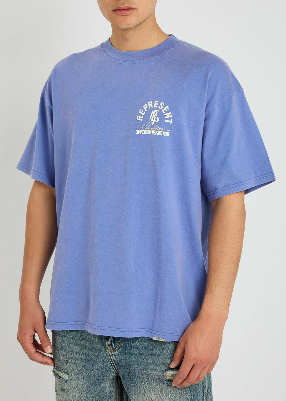 Represent Competition Logo-printed Cotton T-shirt Blue