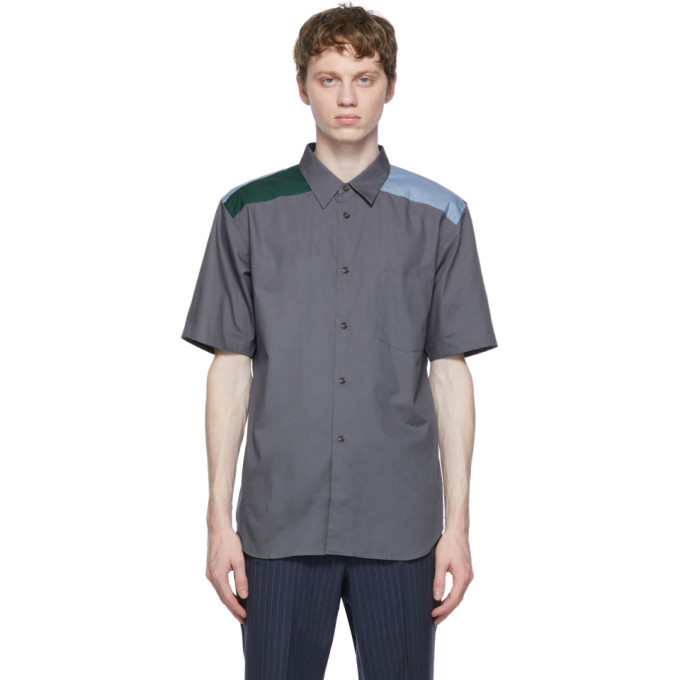 Photo: Comme des Garcons Homme Deux Grey Colorblock Short Sleeve Shirt