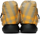 Burberry Orange & Taupe Check Pillow Boots