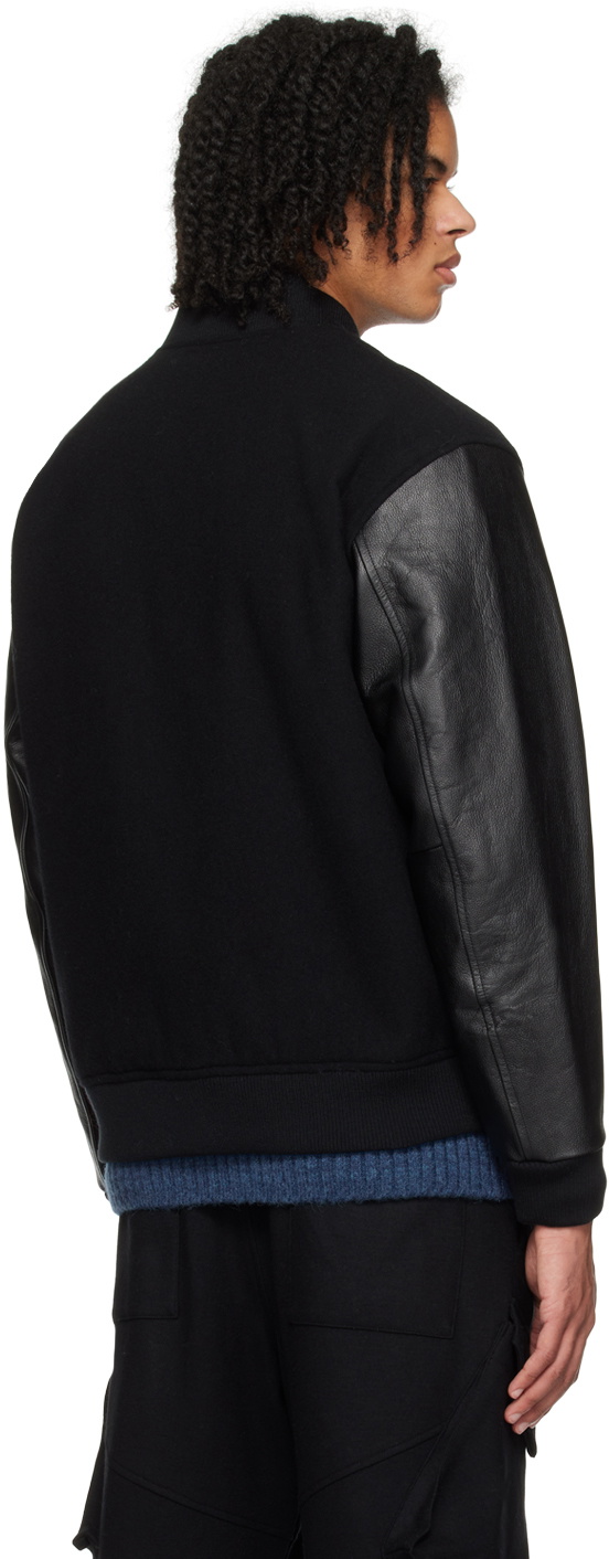 SOPHNET. Black Varsity Bomber Jacket