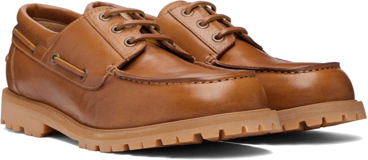 Studio Nicholson Tan Guston Leather Boat Shoes