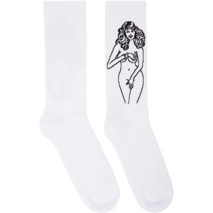 Photo: Palm Angels White Graphic Socks