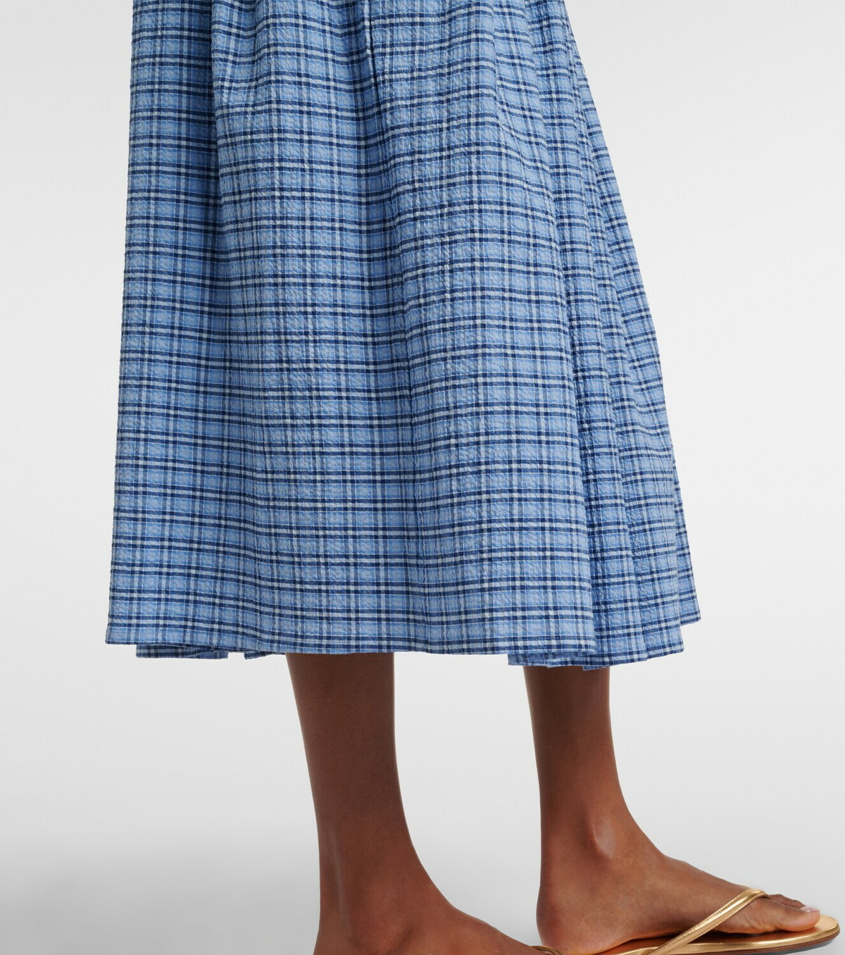 Faithfull Agora checked cotton midi skirt