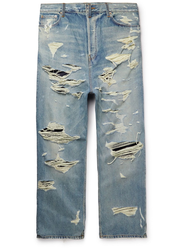 Photo: Balenciaga - Wide-Leg Distressed Jeans - Blue