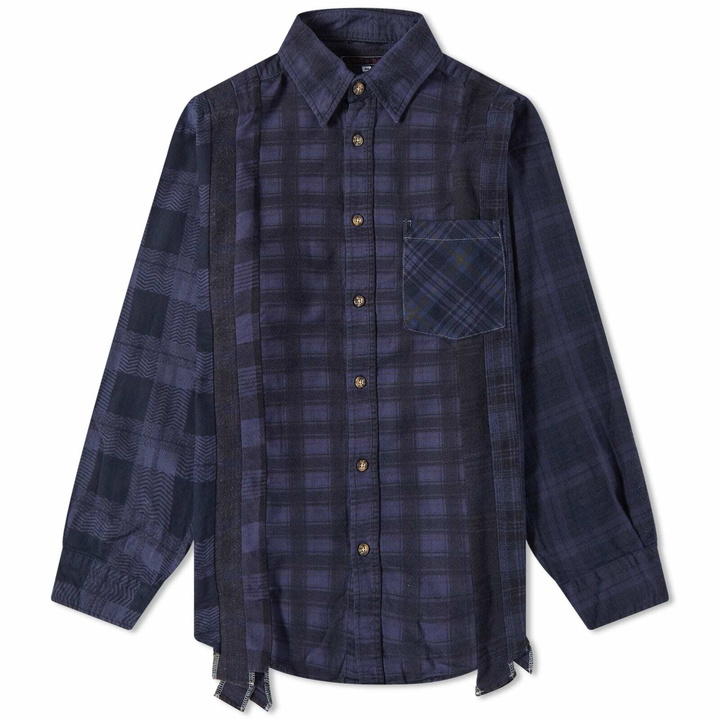 Photo: Needles Men's 7 Cuts Over Dyed Flannel Shirt in Purple