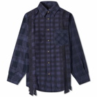 Needles Men's 7 Cuts Over Dyed Flannel Shirt in Purple