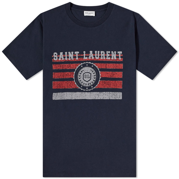 Photo: Saint Laurent Flag Crest Logo Tee