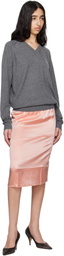 Commission Pink Creased Slip Midi Skirt