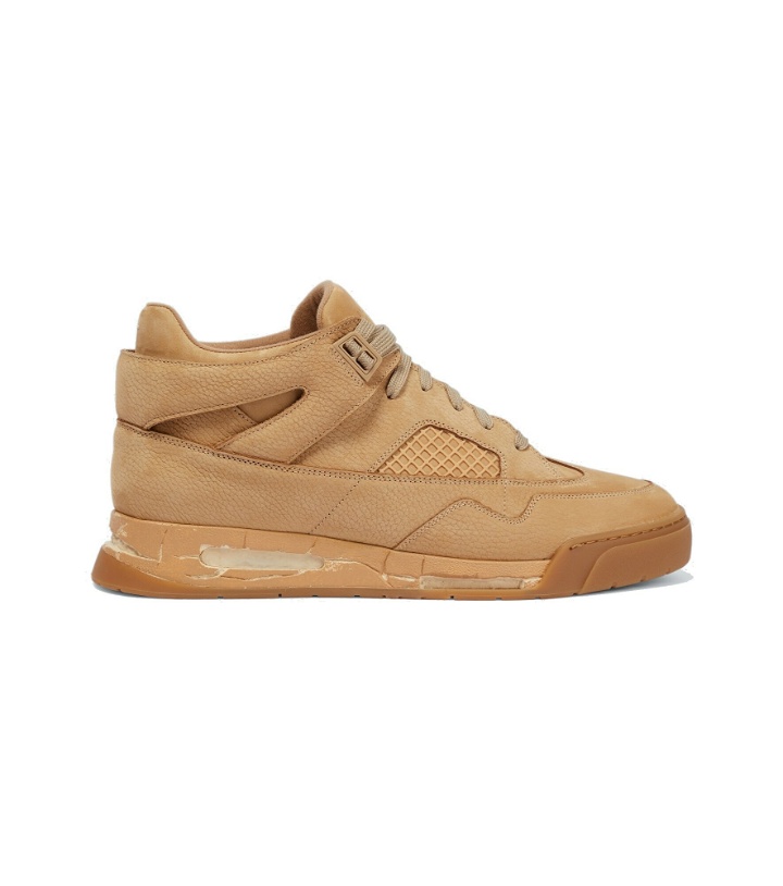 Photo: Maison Margiela - Hi-top mesh and leather sneakers