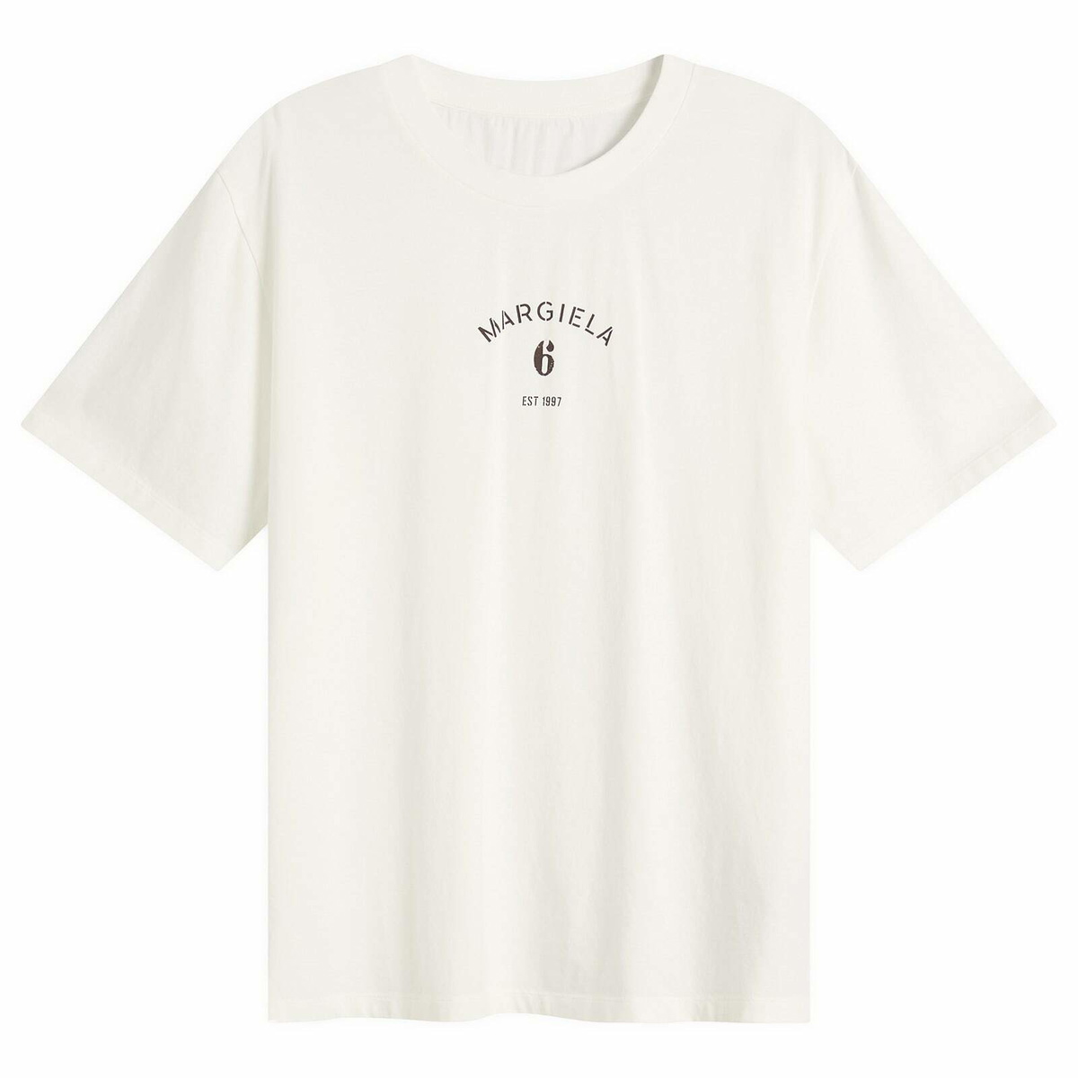 MM6 Maison Margiela Men's Margiela 6 Printed T-Shirt in Off White