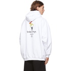 Balenciaga White Embroidered Flame Hoodie