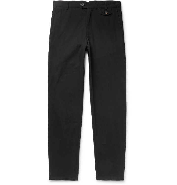 Photo: Oliver Spencer - Fishtail Tapered Organic Cotton-Twill Trousers - Black
