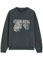 Anine Bing Spencer Printed Cotton Sweatshirt Black