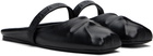 Marni Black Nappa Leather Little Bow Sabot Slippers