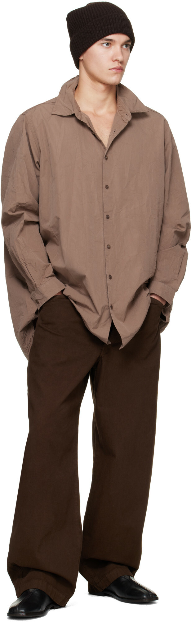 CASEY CASEY Brown Paper Cot Ikla Shirt
