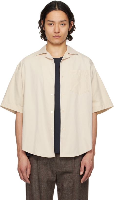 Photo: AMI Paris Beige Cotton Short Sleeve Boxy Shirt