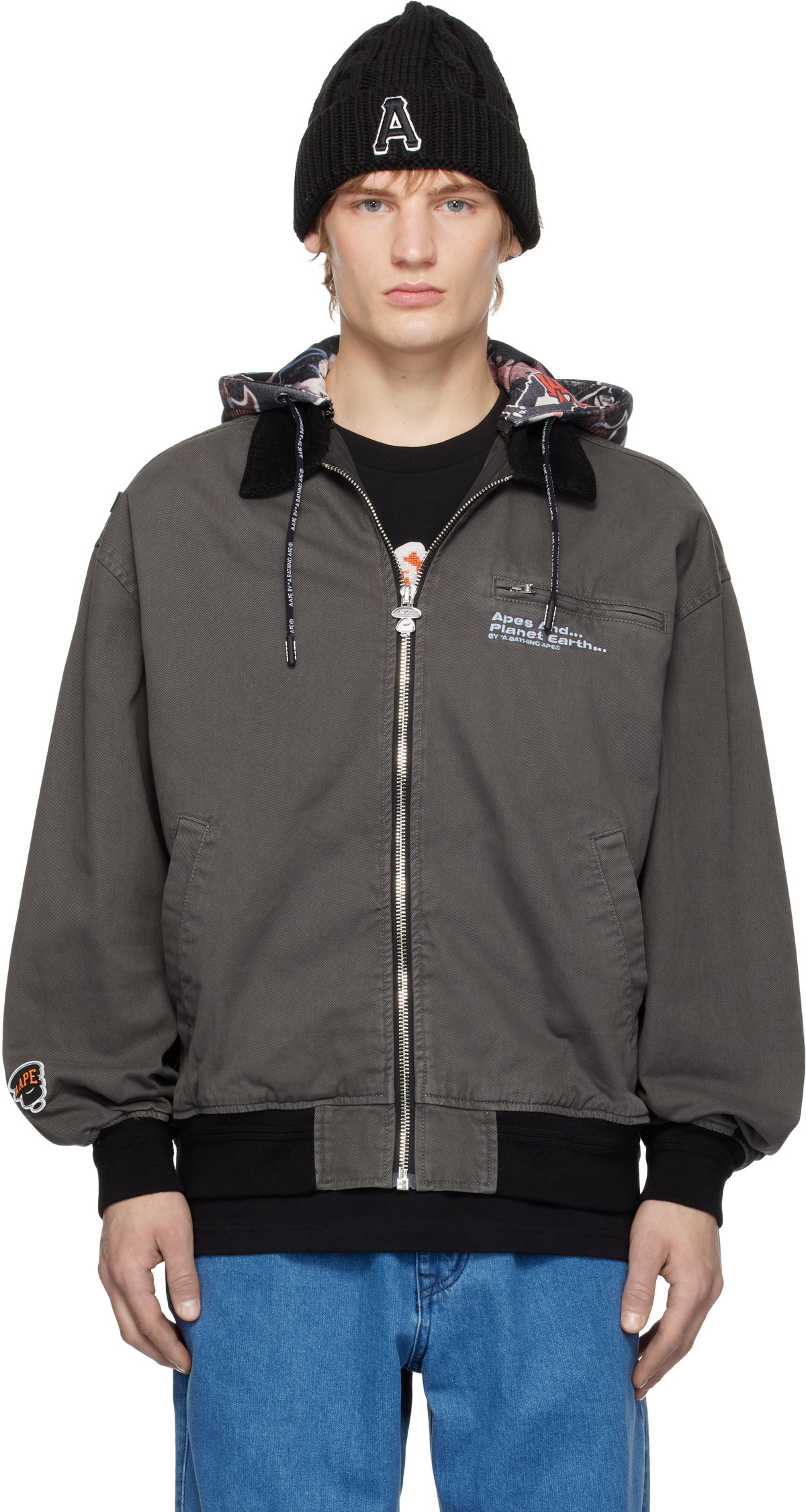 AAPE by A Bathing Ape Gray 'AAPE' Hoodie Jacket AAPE by A