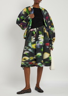 Julia Heuer Sumia Shibori Plissé Satin Midi Skirt - Black - One Size