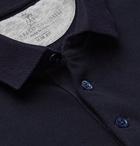 Brunello Cucinelli - Slim-Fit Contrast-Trimmed Cotton-Piqué Polo Shirt - Men - Midnight blue