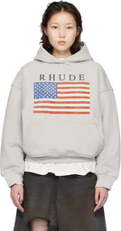 Rhude Gray USA Flag Hoodie