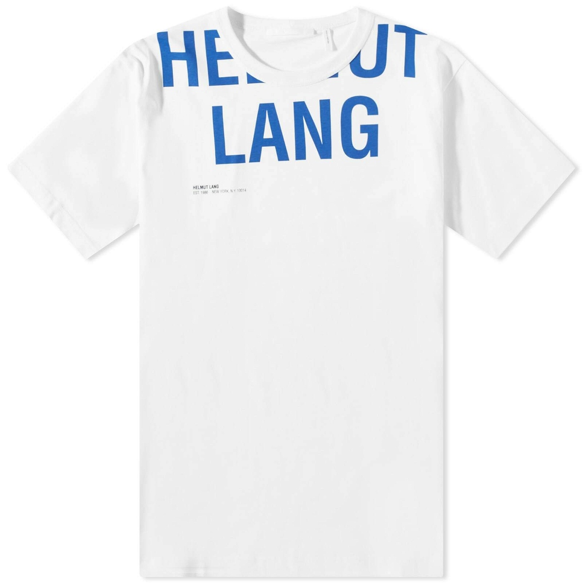 Helmut Lang Men's Cut Off Logo T-Shirt in White Helmut Lang