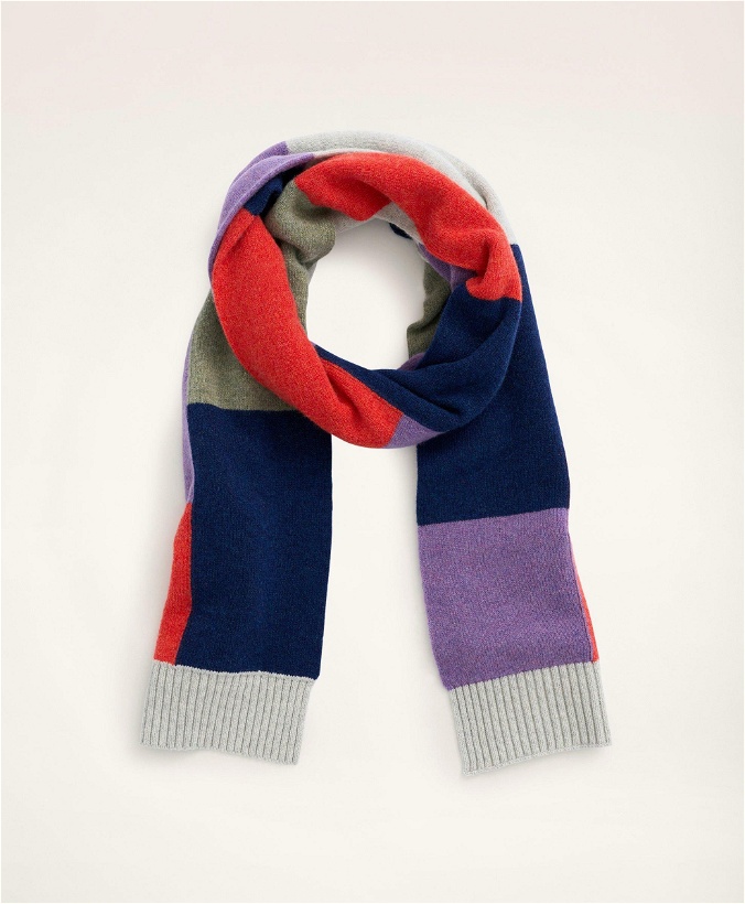 Photo: Brooks Brothers Men's Lambswool Color-Block Scarf | Grey