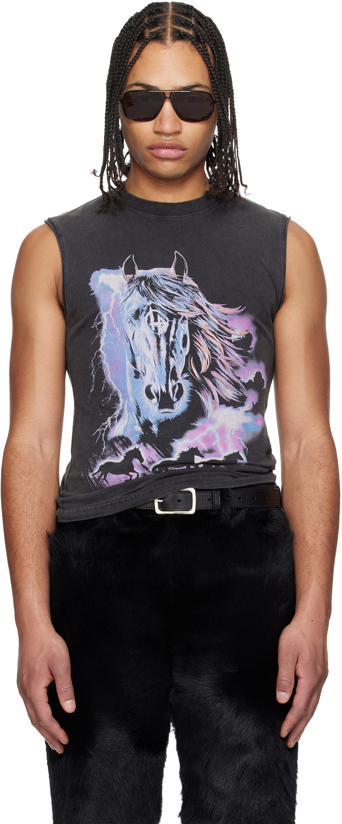 LU'U DAN Gray 'Year of the Horse' Sleeveless T-shirt