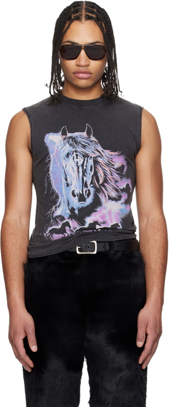 Photo: LU'U DAN Gray 'Year of the Horse' Sleeveless T-shirt