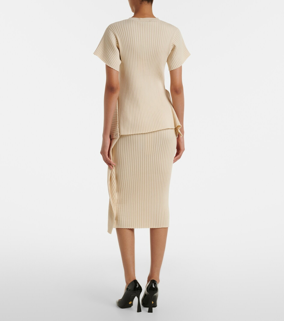 Stella McCartney Ribbed-knit cotton midi skirt