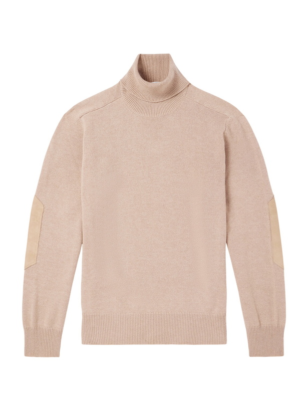 Photo: Brunello Cucinelli - Suede-Trimmed Cashmere Sweater - Neutrals