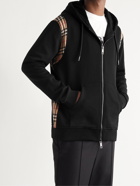 BURBERRY - Panelled Checked Loopback Cotton-Jersey Zip-Up Hoodie - Black