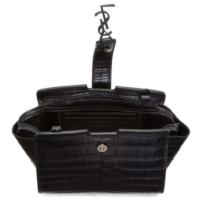 Toy ysl cabas outlet bag in black leather