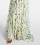 Là Fuori Draped floral caped gown