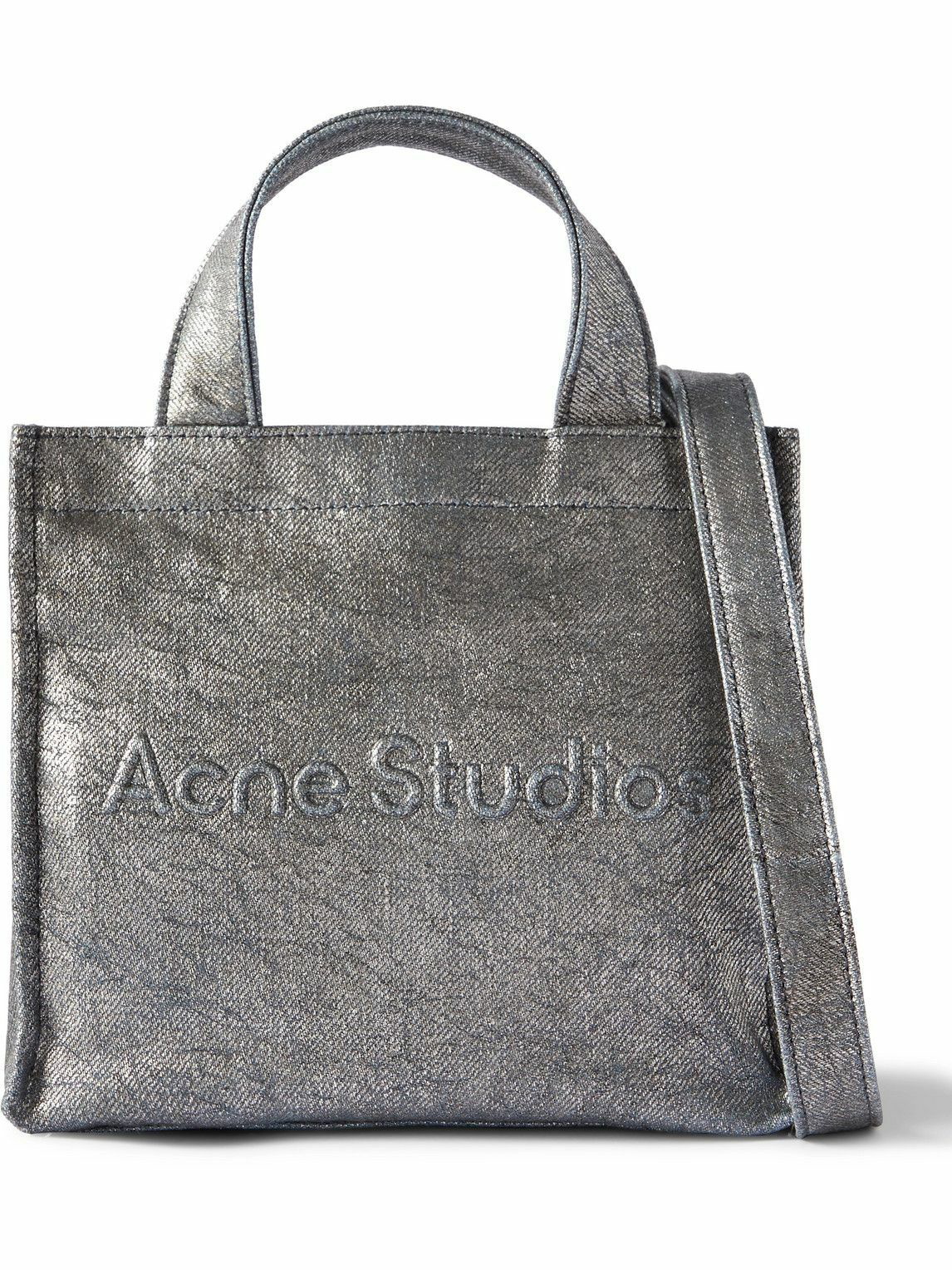 Photo: Acne Studios - Logo-Embossed Metallic Denim Tote Bag