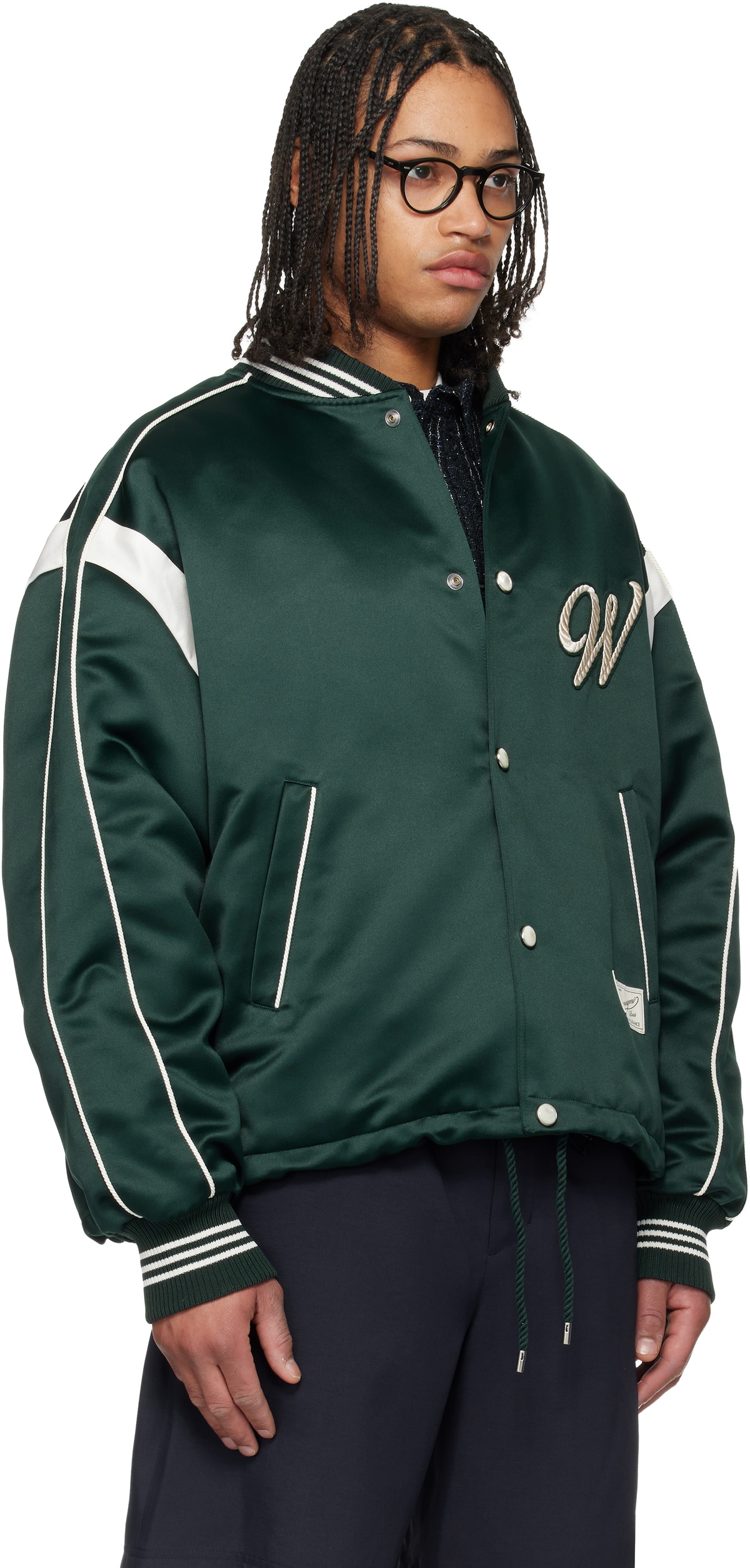 WOOYOUNGMI Green Logo Baseball Bomber Jacket