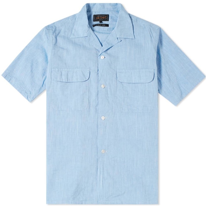 Photo: Beams Plus Short Sleeve Open Collar Shirt Blue