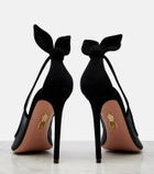 Aquazzura Bow Tie suede-trimmed mesh pumps