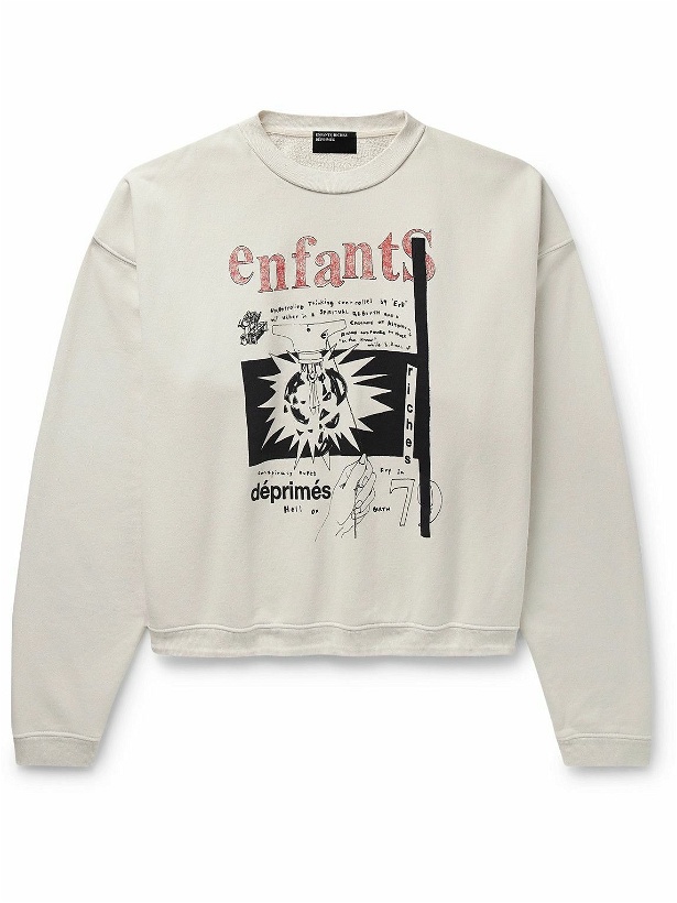 Photo: Enfants Riches Déprimés - Logo-Print Cotton-Jersey Sweatshirt - Neutrals