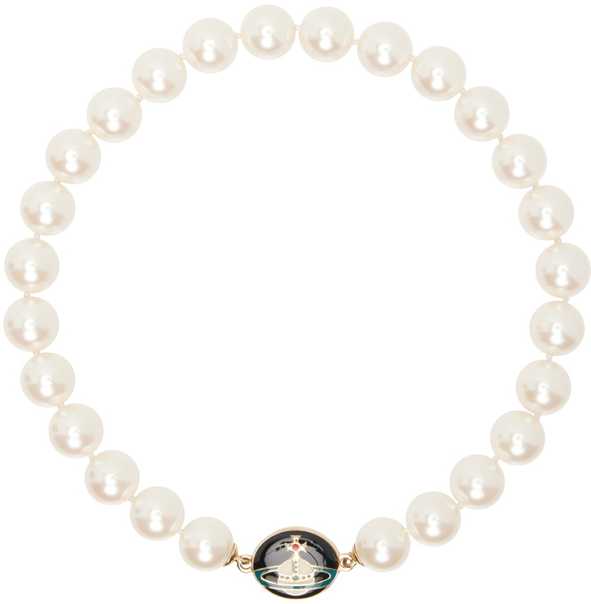 Vivienne Westwood White Loelia Large Pearl Necklace Vivienne