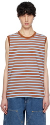 AFTER PRAY Brown & Blue Stripe Tank Top