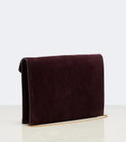 Khaite Grace leather-trimmed suede clutch