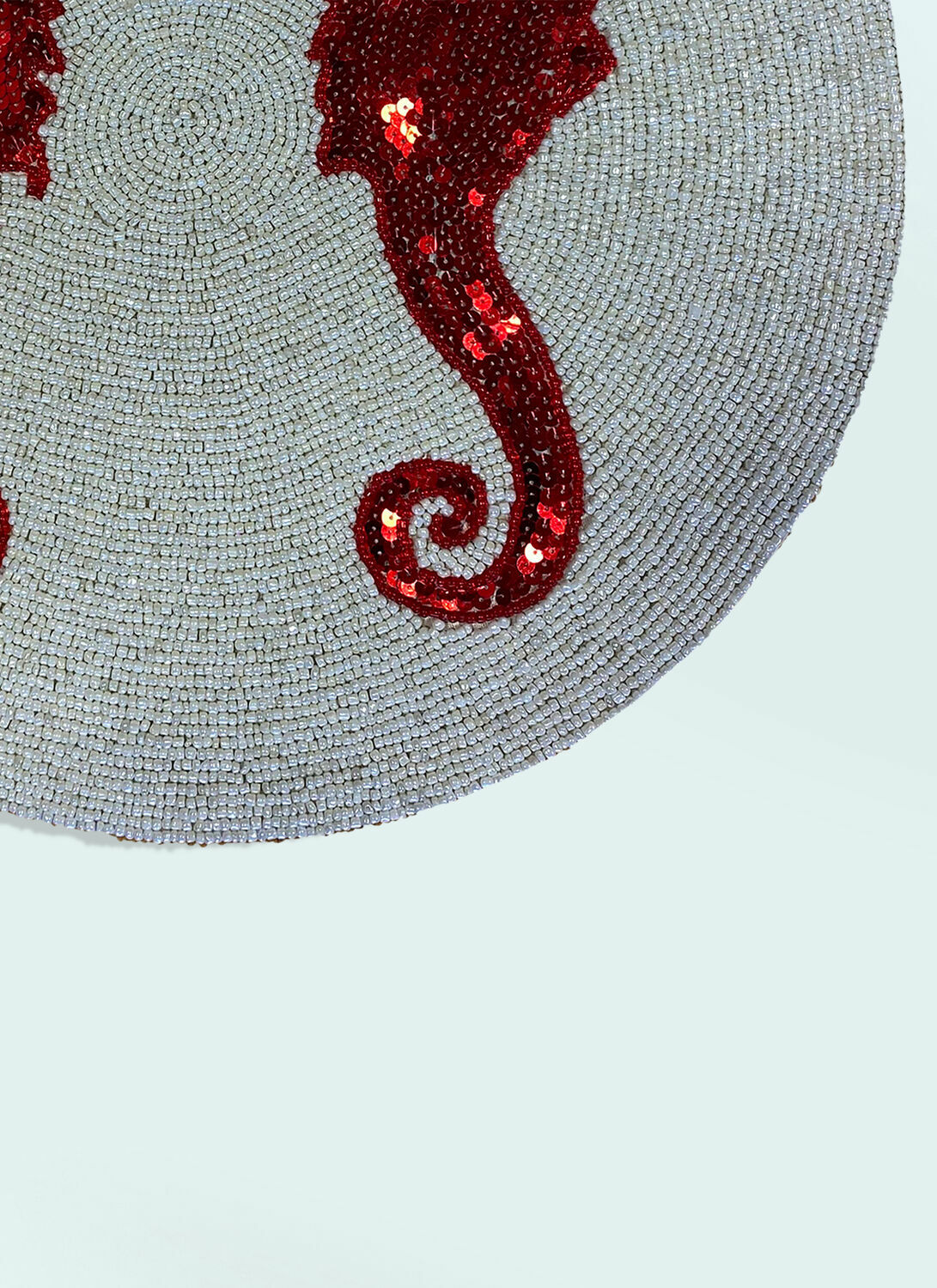Les-Ottomans Set Of Two Seahorse Beaded Placemats