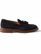 Brunello Cucinelli - Leather-Trimmed Tasselled Suede Loafers - Blue